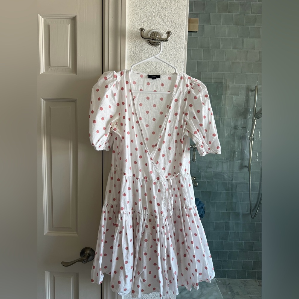 White and Pink Polka Dot Dress